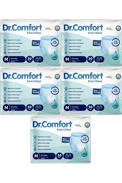 Dr.Comfort Adult Absorbent Diapers - M-Medium 150 Pieces (5Pk*30)