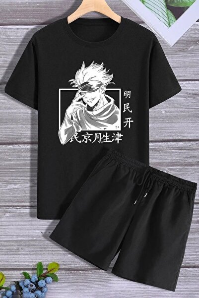 NoVibe Set de pantaloni scurți tricou pentru copii cu imprimeu anime japonez ...