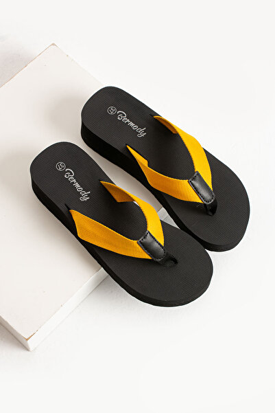 MÜJERİL'S Beach Kadın Platform Dolgu Topuk Kumaşlı Parmak Arası Acıtmaz Havuz Deniz Plaj Terliği