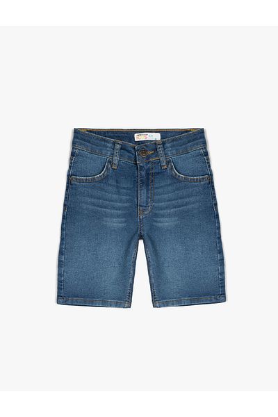 Koton Slim Fit džínové šortky s bavlněnými kapsami