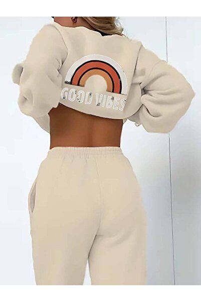 NoVibe Γυναικείες αθλητικές φόρμες σε μεγάλο μέγεθος Good Vibes με στάμπα 3 κ...