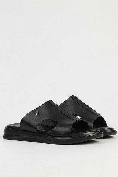 Pierre Cardin Genuine Leather Black Men's Slippers Pc-7324