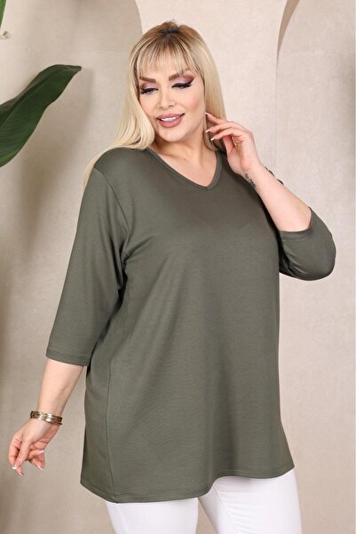 EMEZ Χακί μπλούζα με μανίκια τριών τετάρτων