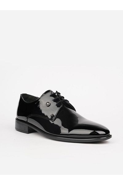 Pierre Cardin Pantofi de mire pentru bărbați - Piele Lacuită Neagră PC-7030