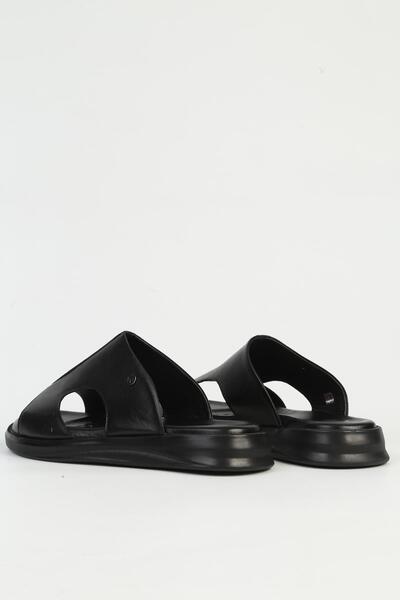 Pierre Cardin Γνήσιο Δερμάτινο Μαύρο Ανδρικές Παντόφλες PC-7324