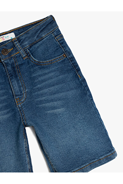 Koton Slim Fit džínové šortky s bavlněnými kapsami