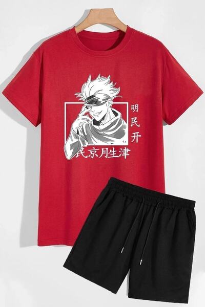 NoVibe Set de pantaloni scurți tricou pentru copii cu imprimeu anime japonez ...