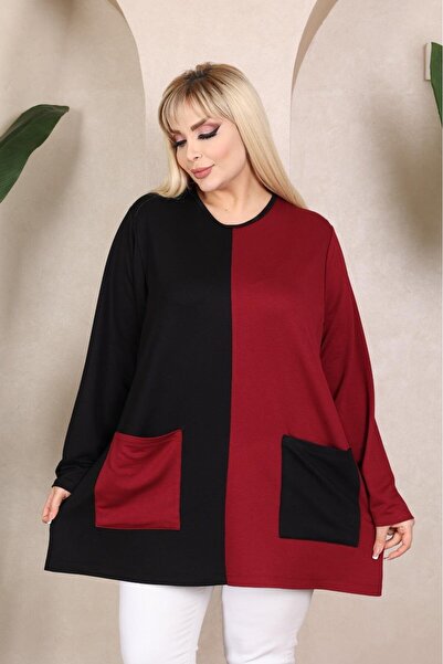 EMEZ Black Burgundy Color Blouse