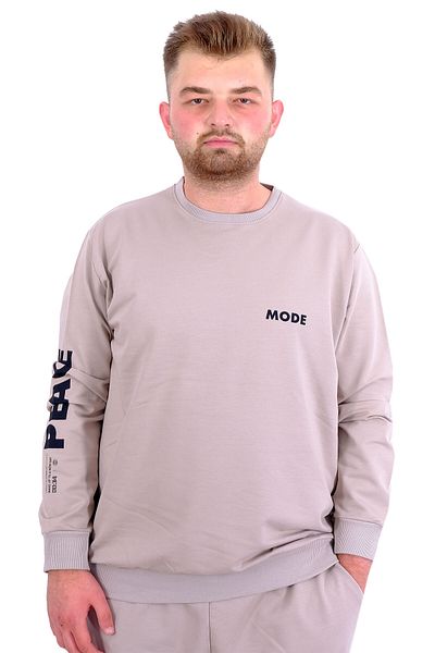 ModeXL Ανδρικός γιακάς ποδηλάτου φούτερ - Μεγάλο μέγεθος PEACE U24526 Γκρι φόρμα