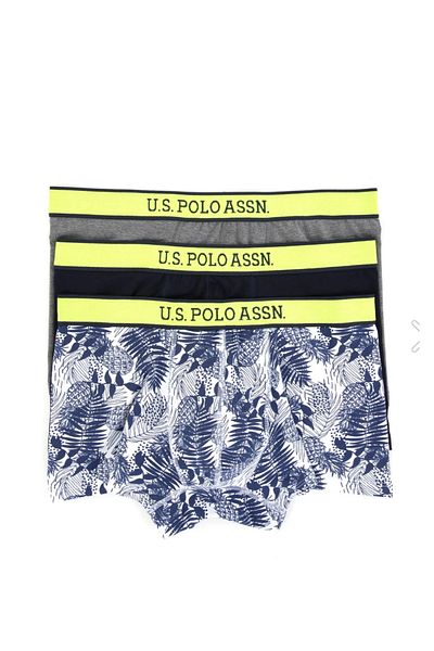 U.S. Polo Assn. Мъжки боксерки, лицензирани, USPA, неоново зелени, комплект от 3 броя