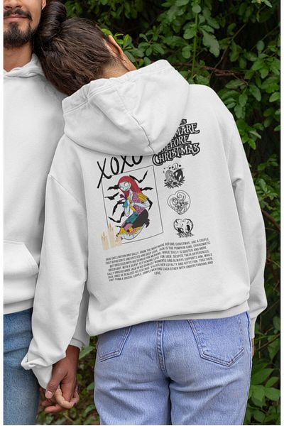 Fuddy Moda Unisex Sally Oversize Hooded Sweatshirt - Back Printed, Couple Themed Lover Hoodie