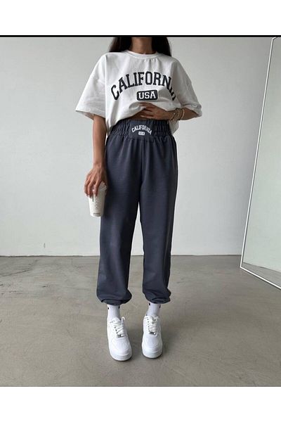 MANCY Women's High Waist California USA Printed Tracksuit T-shirt Summer Suit