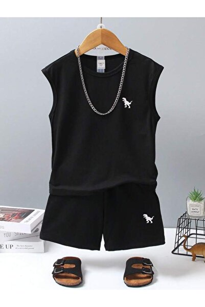 NoVibe Dinozaur pentru copii cu imprimeu fără mâneci tricou și pantaloni scur...