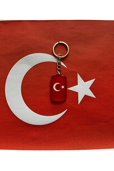 ŞEN AKSESUAR العلم التركي القمر نجمة سلسلة المفاتيح الحمراء البيضاء