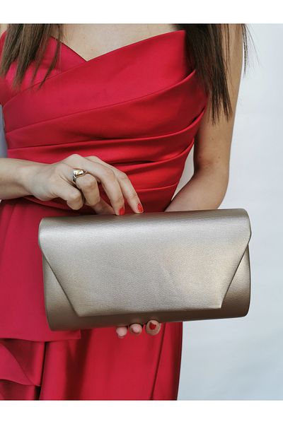 NAZART Women's Fabric Bronze Chain Evening Dress Ladies Clutch Portfolio Evening Bag