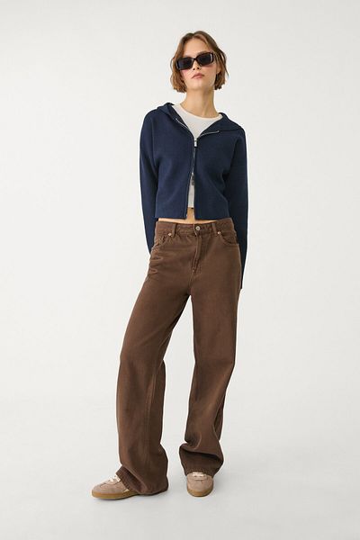 Stradivarius Zipped knit hooded jacket