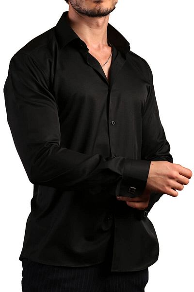 Dicotto Ανδρικό πουκάμισο Extra Long Sleeve Black Micro Slim Fit - 197-6