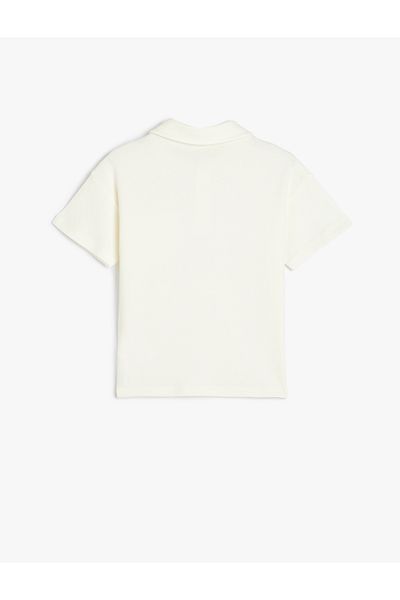 Koton Button Detailed Polo Neck Short Sleeve Cotton T-Shirt