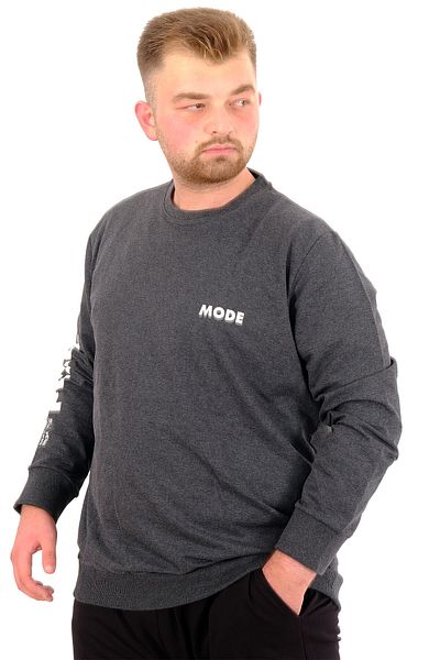 ModeXL Ανδρικό φούτερ με λαιμόκοψη XL φόρμα φόρμας - PEACE U24526 Antramelange