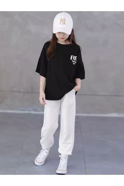 NoVibe Tricou imprimat pentru copii Ever Pantaloni de trening Set de sus și d...