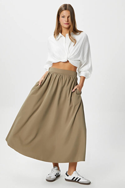 My Blog Χακί μακριά φούστα Lola με φερμουάρ - 1206