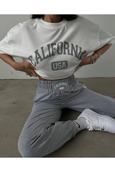 NoVibe بدلة صيفية للسيدات مقاس كبير بخصر عالٍ مطبوع عليها كاليفورنيا الأمريكية