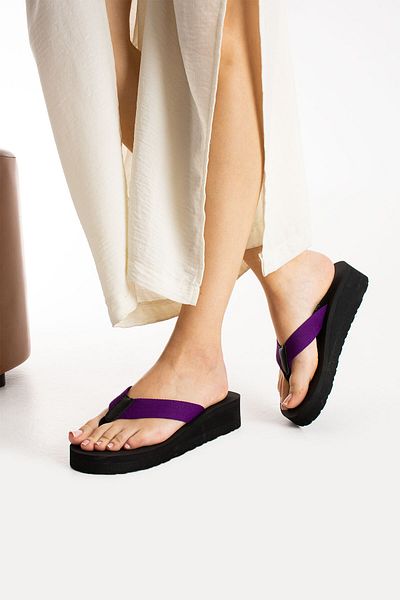 MÜJERİL'S Beach Women Platform Wedge Heel Fabric Flip Flops Παντόφλες παραλίας που δεν παραμορφώνουν την πισίνα