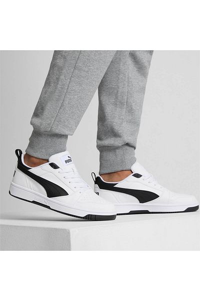 Puma Rebound V6 Low Unisex Sneaker - White Black 392328 -02