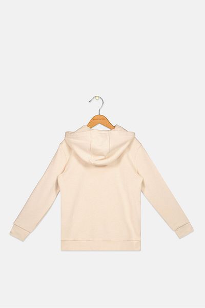 adidas Kids Boy Sportswear Fit Long Sleeve Outdoor Hooded Sweatshirt, Beige