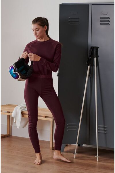 Tchibo Women Full Length Plain Legging, Maroon