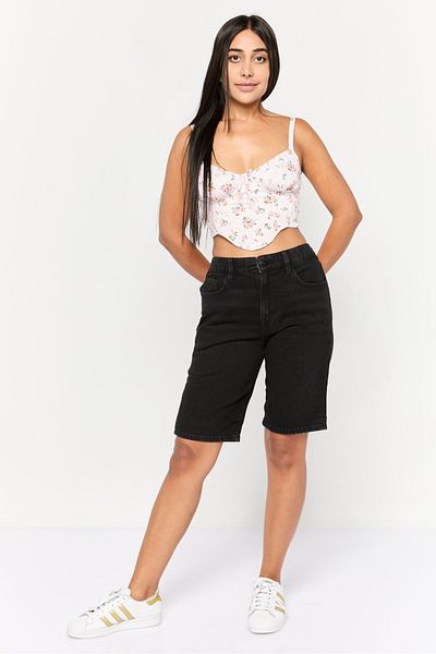Esprit Women Solid Denim Shorts, Black