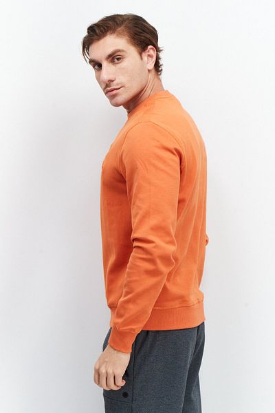 Le tigre Men Crew Neck Long Sleeve Brand Logo Sweatshirt, Orange