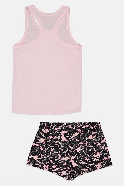 Puma Kids Girl 2 Piece Sleeveless Top And Shorts Set, Peach