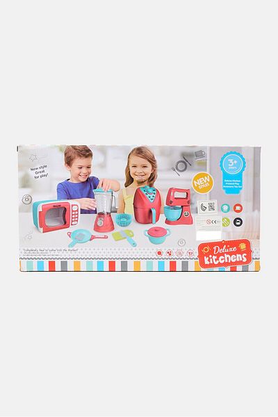 Toy Chef Mini Electric Microwave With Foods Set, Blue Combo