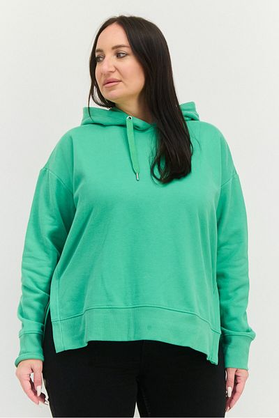Esprit Women Hood With Drawstrings Solid Sweatshirt, Green