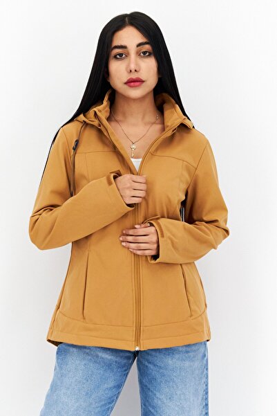 Tchibo Women Solid Soft Shell Jacket, Mustard