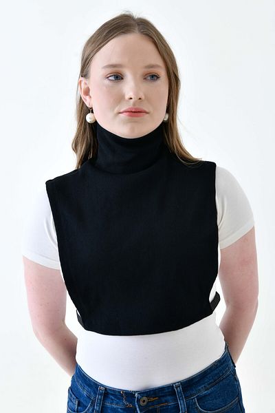 mirach Plus Size Full Closed Stand Collar Bodysuit |   Elastic Cotton Camisole Fisherman Neck Collar High Collar