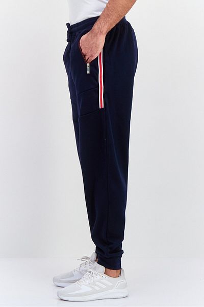 One Point One Men Regular Fit Plain Drawstring Jogger Pants, Navy
