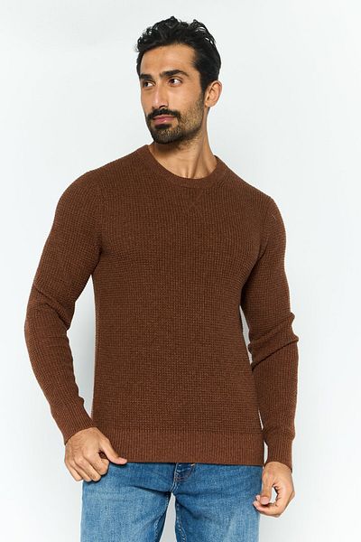 Michael Kors Men Crew Neck Knitted Long Sleeves Sweatshirt, Brown