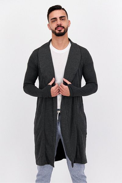 Jones of New York Men Sportswear Fit Open Neck Long Sleeves Cardigan, Grey