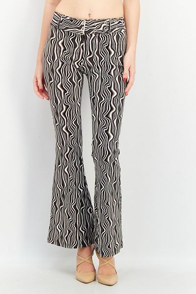 Don't Call Me Jennyfer Women Wide Leg Abstract Print Pants, Black