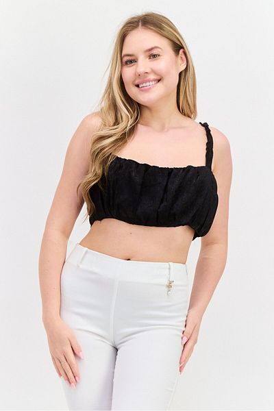 Public Desire Women Square Neck Sleeveless Plain Crop Top,