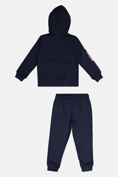 Nautica Toddlers Boy 2pcs Printed  Hoodies And Jogger Pants, Dark Blue