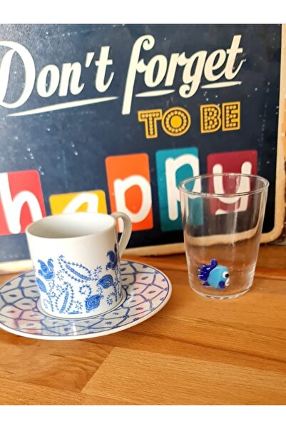 dugacam atölyesi KAHVE YANI SU BARDAĞI TEK ÜRÜN MURANO CAM RENKLİ BALIK FİGÜRLÜ