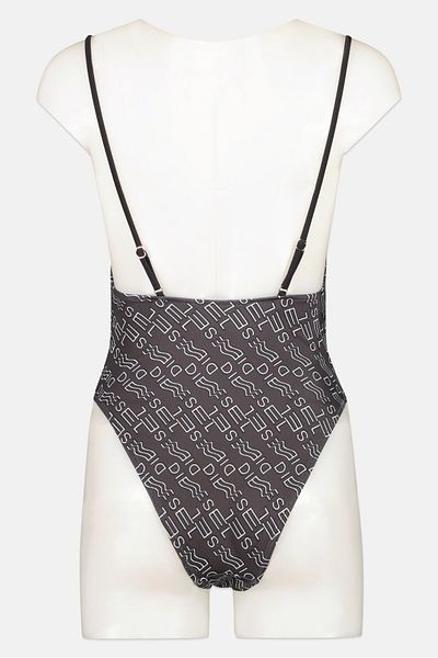 Diesel Women Linear Printed One Piece Swimsuits, Black
