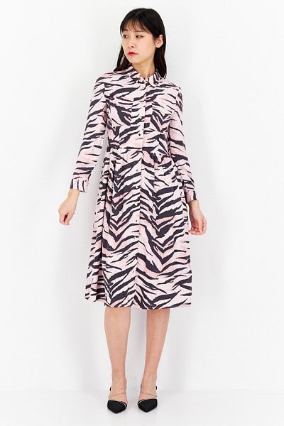MOHITO Women Allover Print Shirt Dress, Pink Combo
