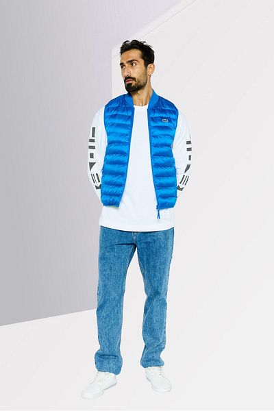 Lacoste Men Quilted Sleeveless Vest Jacket, Blue