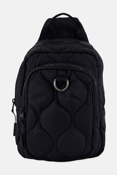 Danskin Women Quilted Sling Backpack 25 H x 21 L x 10 W cm, Black