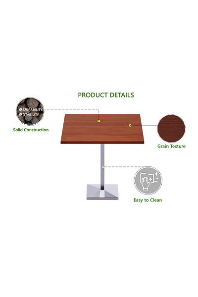 Mahmayi Bar Table Square Base 4 Seater Cocktail Bistro Table for Pub_Apple Cherry