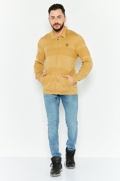 Lyle & Scott Men Spread Collar Long Sleeve Brand Logo Sweatshirt, Khaki